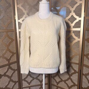 Madewell Womens Cable Knit Sweater XS Cream Chunky Knit Cozy Pullover